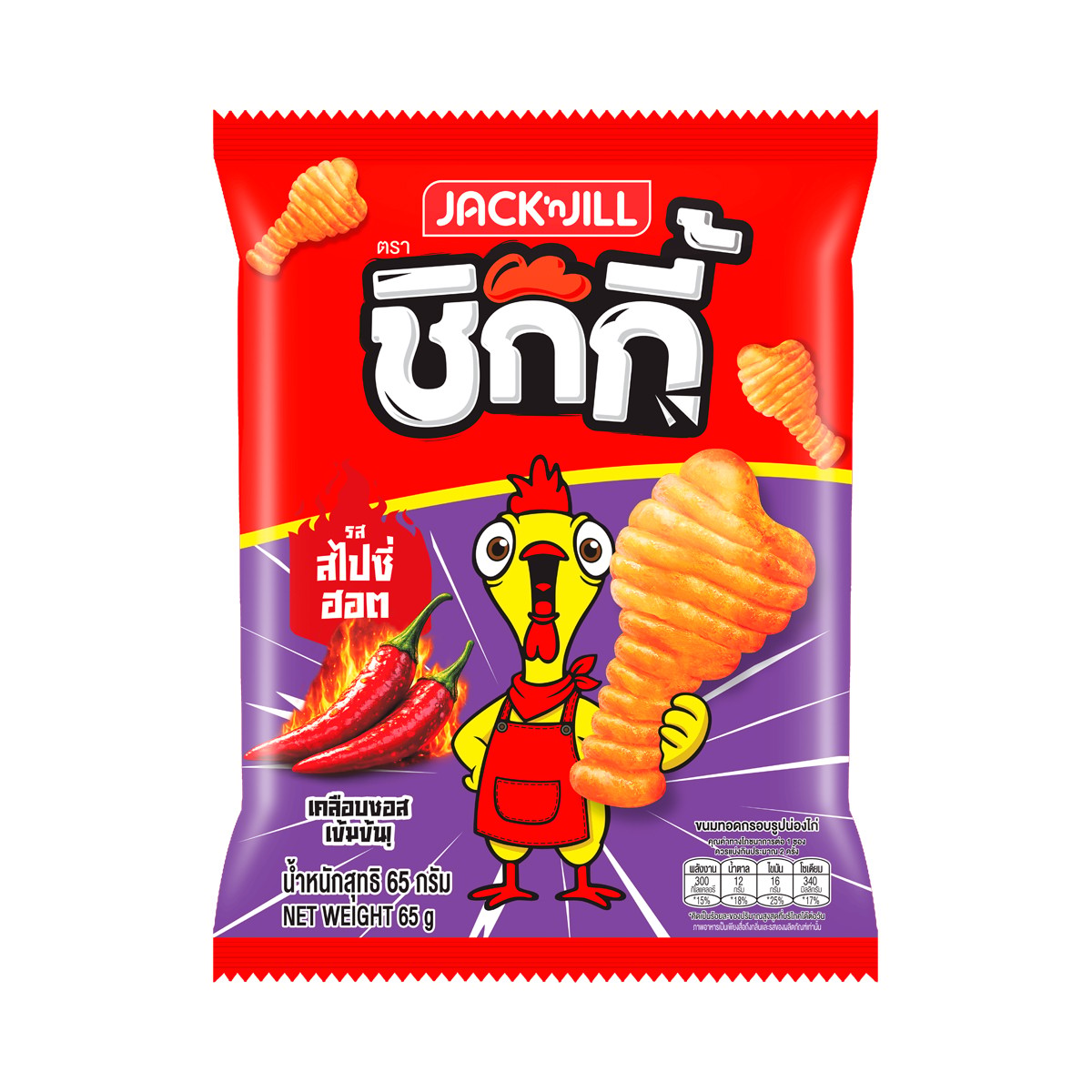 JACK'N JILL Chikki Crispy Drumstick Snack Spicy Hot Flavour 65 g.