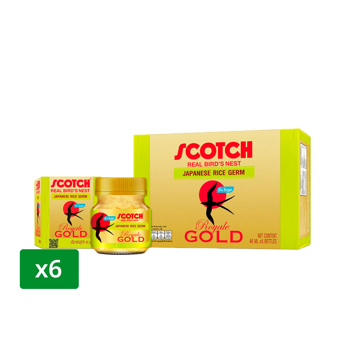 SCOTCH Royale Gold Bird's Nest Beverage with Japanese Rice Germ 40 ml. Pack 6
