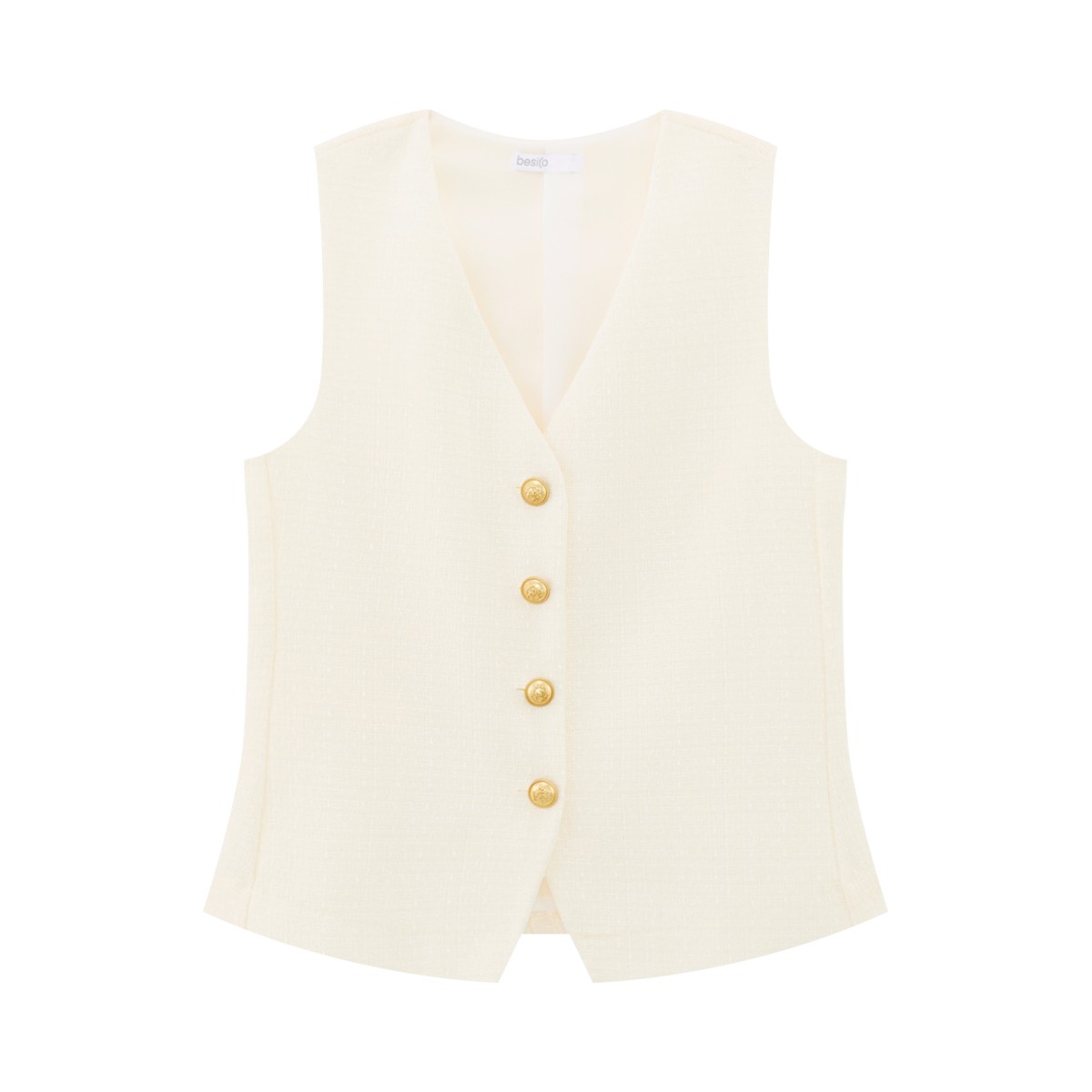 BESICO Women's Sleeveless Shirt Cream