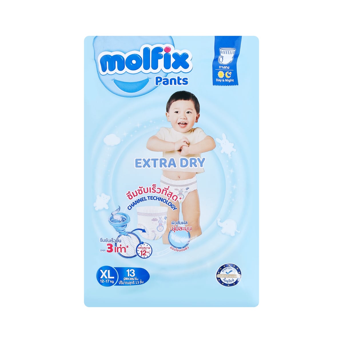 MOLFIX Extra Dry Pants Baby Diapers Size XL 13 pcs.