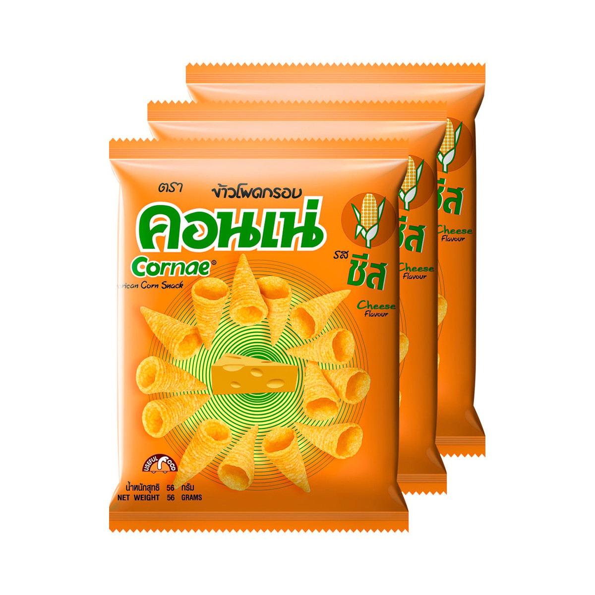 CORNAE Corn Snack Cheese Flavor 56 g. Pack 3