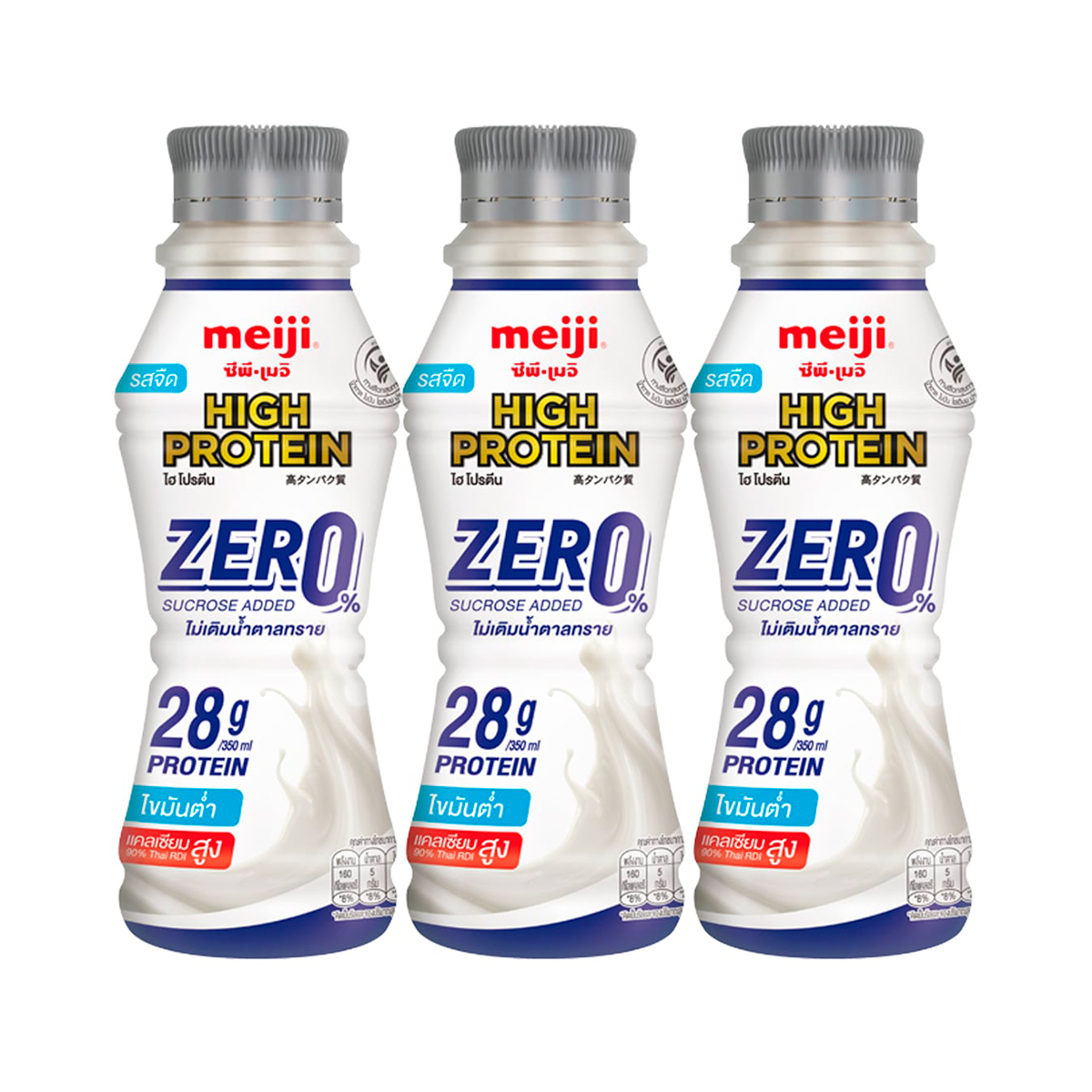 CP-MEIJI High Protein Pasteurized Low Fat Milk Product Zero Sucrose Added 350 ml. Pack 3