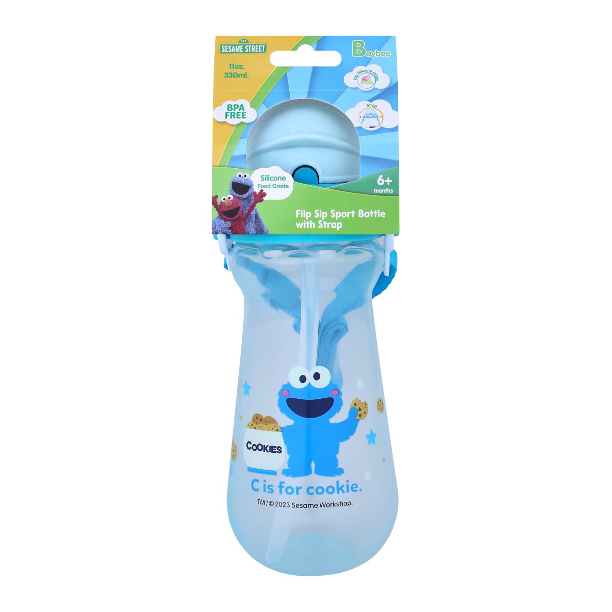 SESAME STREET Flip Sip Sport Bottle with Strap No. 50405 Size 330 ml. Assorted Pattern