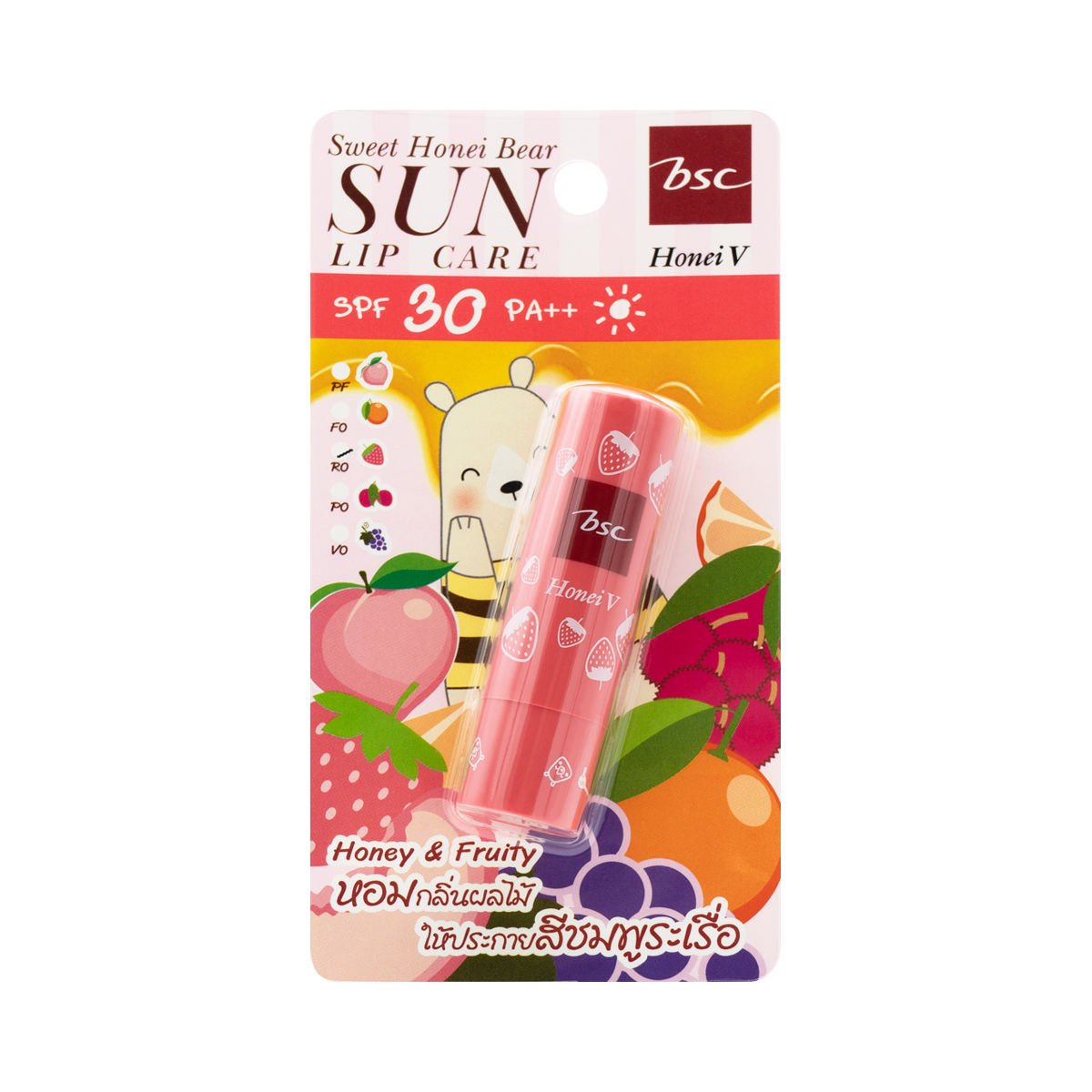 บีเอสซี ฮันนี่ วี สวีท ฮันนี่ แบร์ ซัน ลิป แคร์ SPF 30 PA++ กลิ่นสตรอเบอร์รี 4.5 ก.