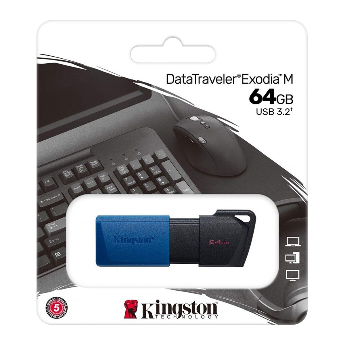 KINGSTON USB 3.2 Gen 1 Flash Drive Model.DataTraveler Exodia M Size 64GB Color Black-Navy Blue