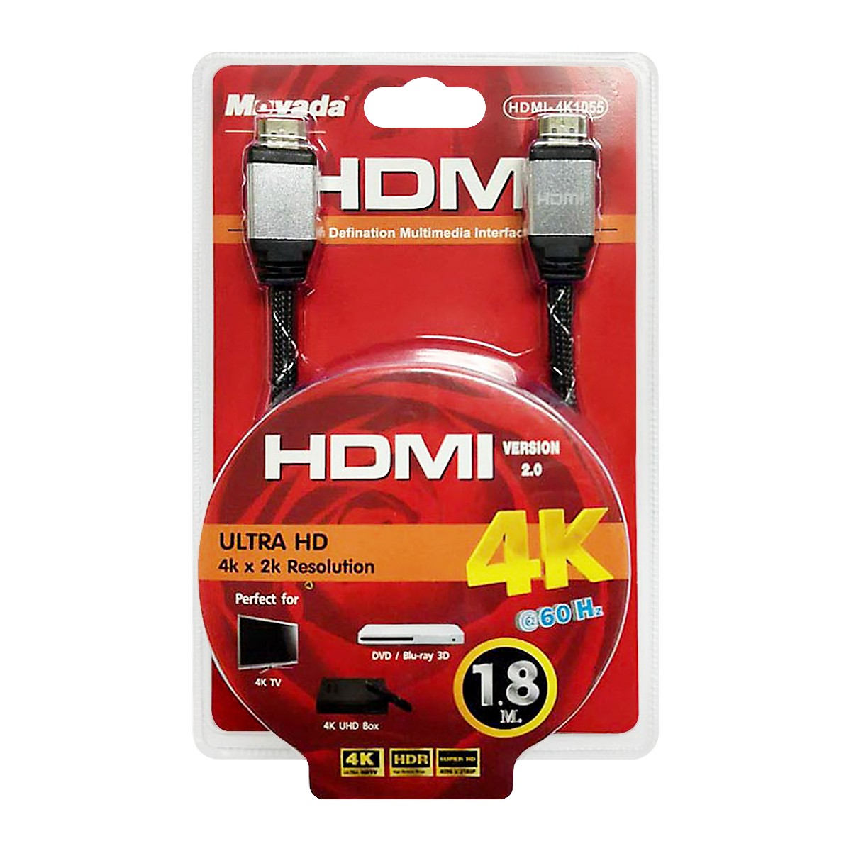 MOVADA HDMI 4K Cable V2.0 Model HDMI-4K1055 Length 1.8 m.