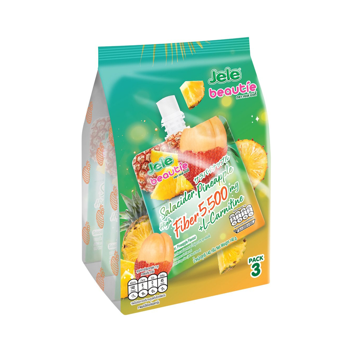 JELE BEAUTIE Fiber Salacider, Pineapple Flavour 140 g. Pack 3 pcs.