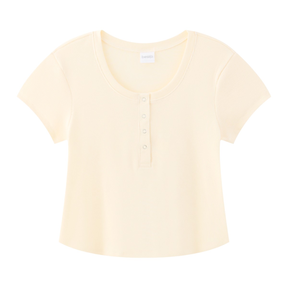 BESICO Women's T-Shirt Model. FASL26Q1LC004 Cream Color