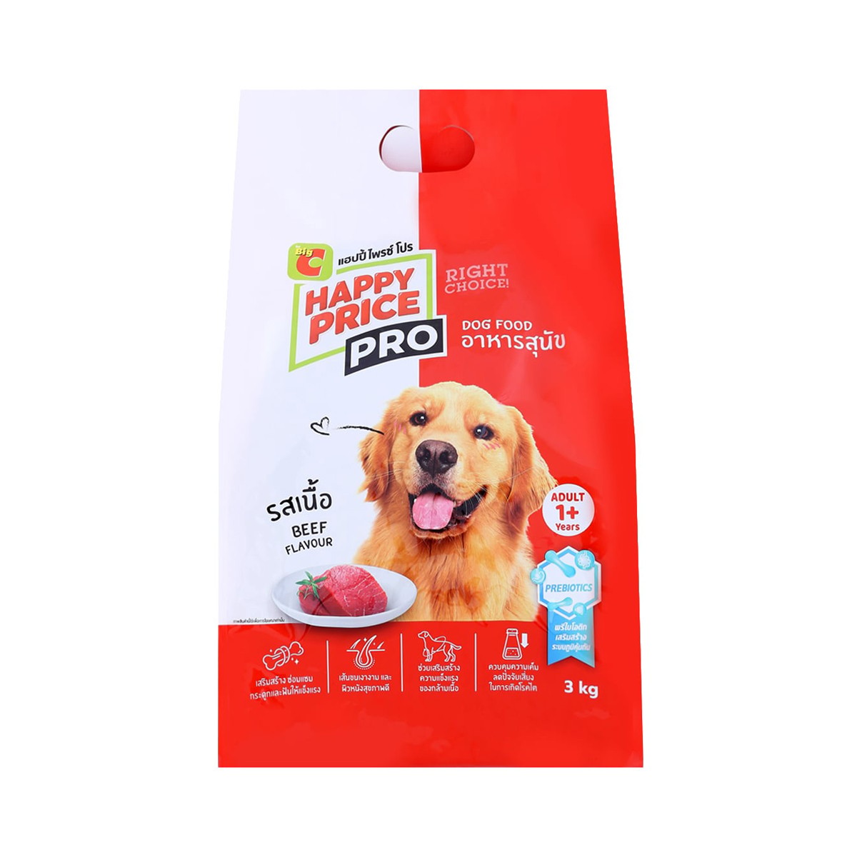 BIG C HAPPY PRICE PRO Dog Food Beef Flavour 3 kg.