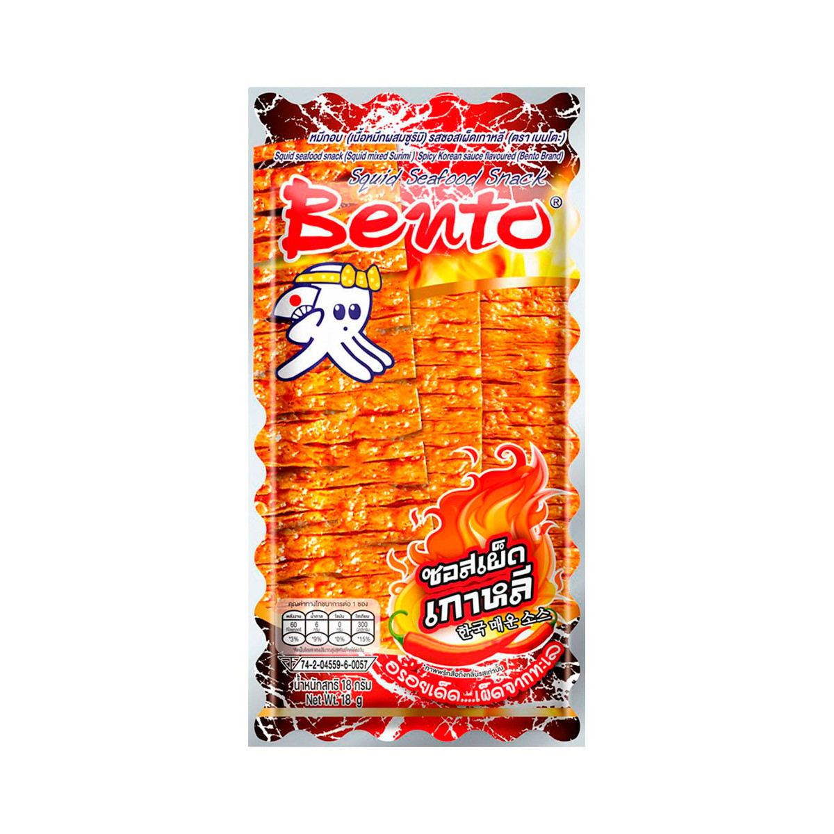 BENTO Squid Seafood Snack (Squid mixed Surimi) Spicy Korean Sauce Flavor 18 g.