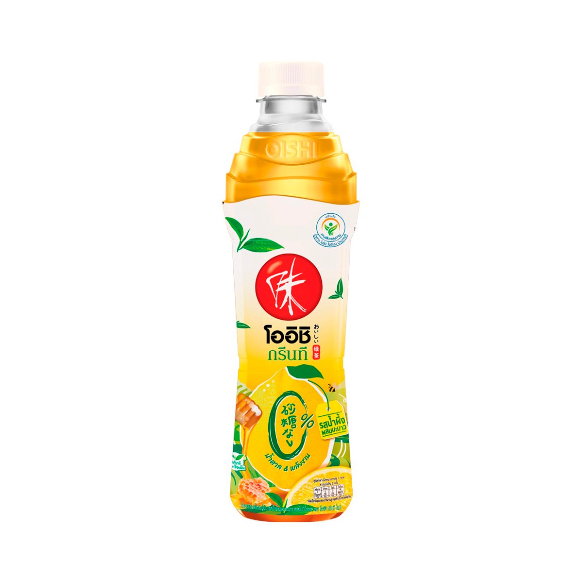 OISHI Green Tea Light Japanese Style Green Tea with Honey Lemon No Sugar 400 ml.