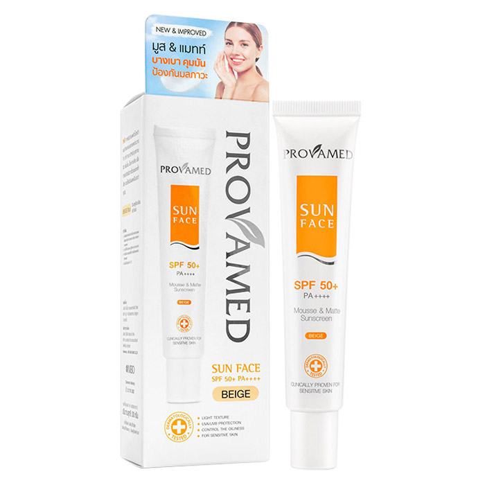 PROVAMED Sun Face Mousse & Matte Sunscreen SPF50+ PA++++ Beige Color 30 ml.