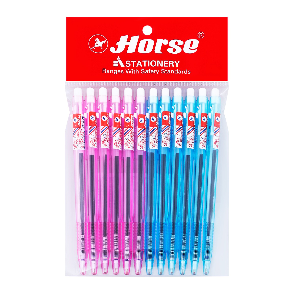HORSE Ballpoint Pen H-206 with Blue Ink 0.7mm. Pack12