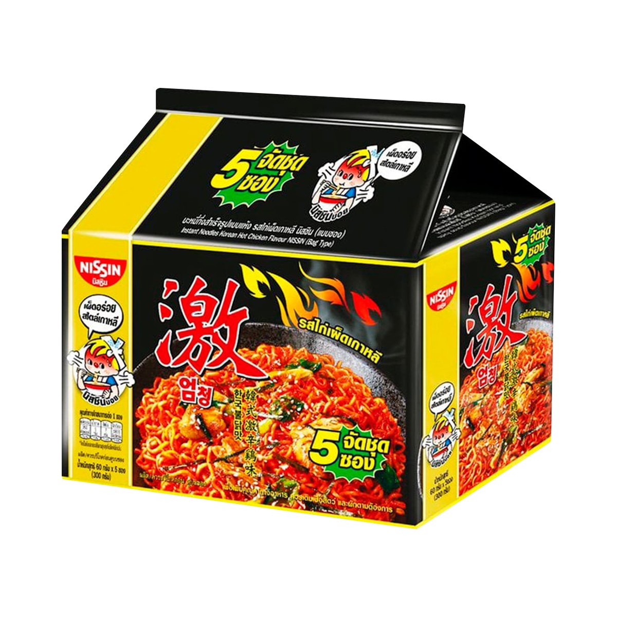 NISSIN Instant Noodles Korean Hot Chicken Flavour 60 g. Pack 5
