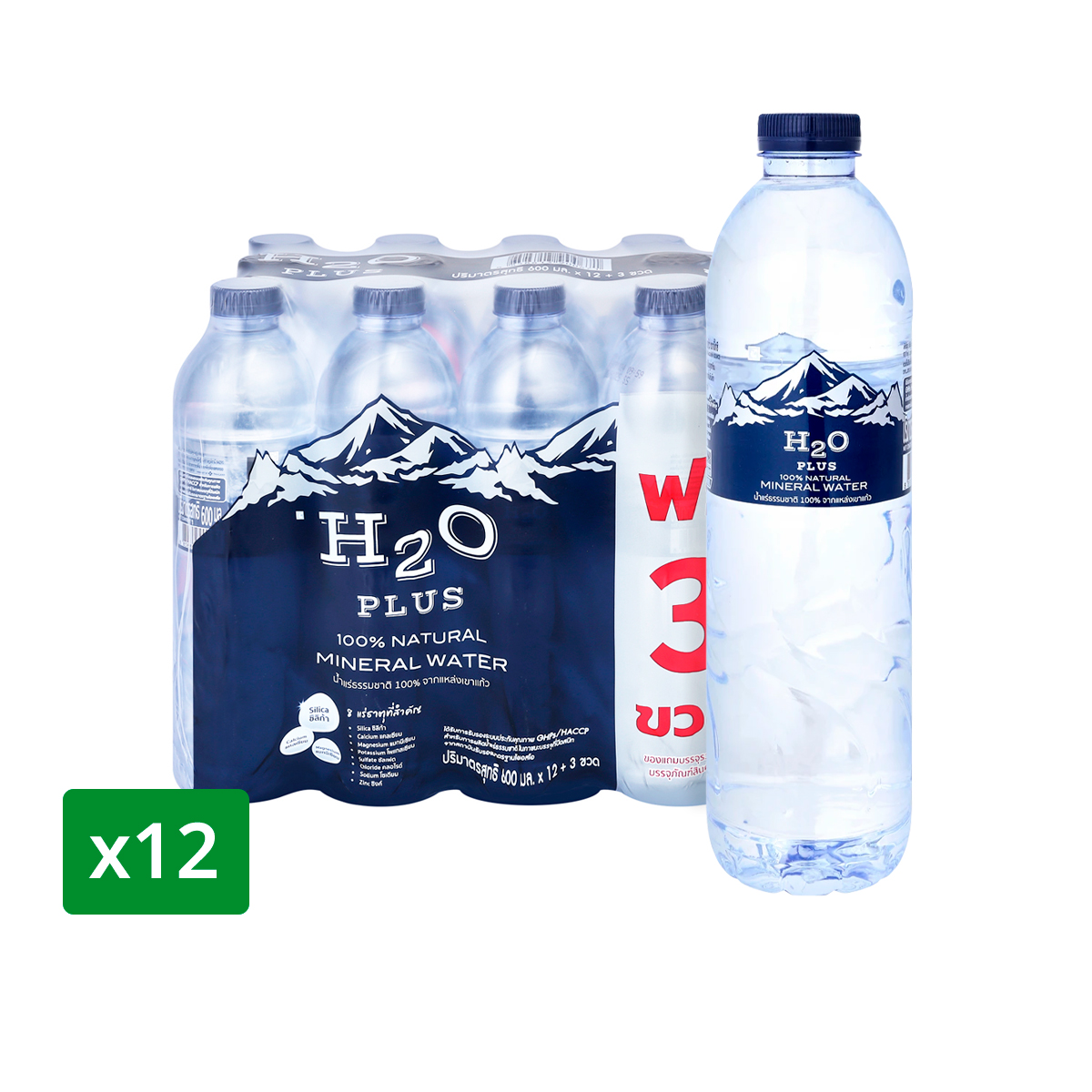 BIG C Natural Mineral Water From Khaokaew 600 ml. x 12 Units (Free 3)
