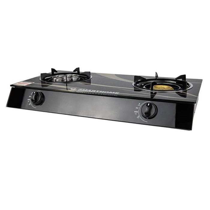 SMART HOME Gas Stove 2 Burners Glass Top SM-GA2H-05 Black
