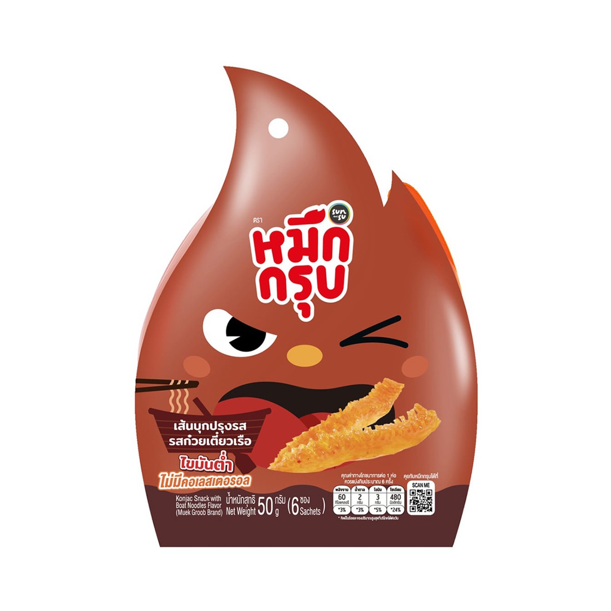 SUNSU Muek Groob Konjac Snack with Boat Noodles Flavor 50 g.