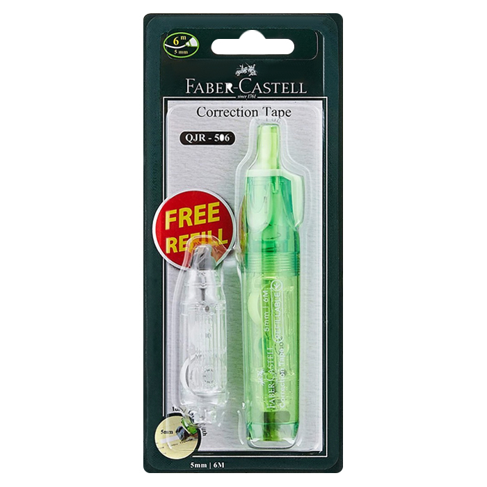 FABER-CASTELL Correction Tape 5 mm. Model QJR-506 Green Color