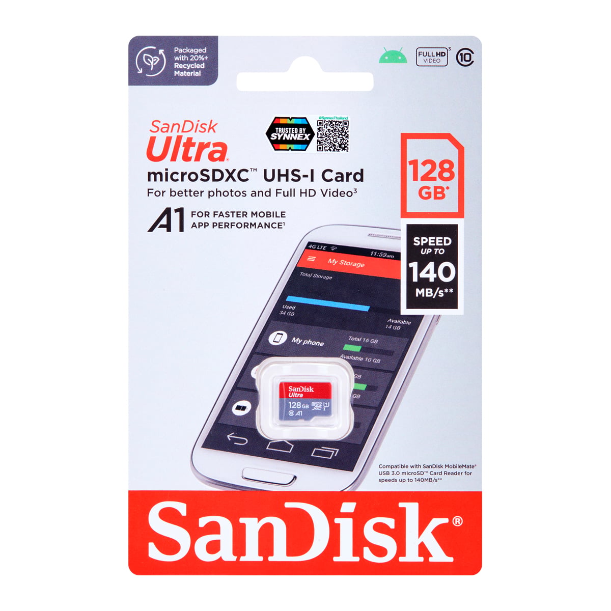 SANDISK Ultra MicroSD Card Model SDSQUA4-128G-GN6MA 128GB