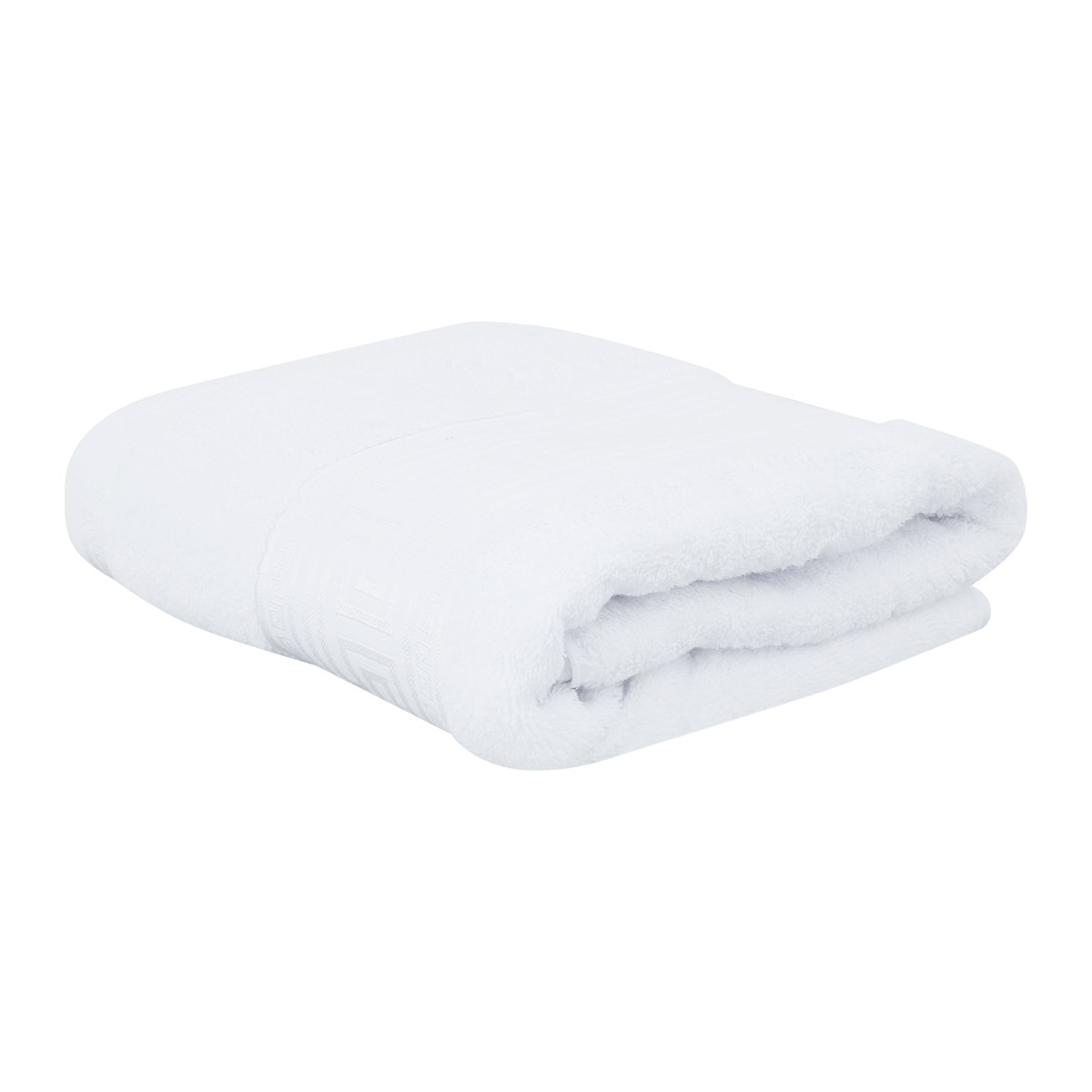 BESICO Towel with Chinese Meander Pattern 29"x60" Solid White Color