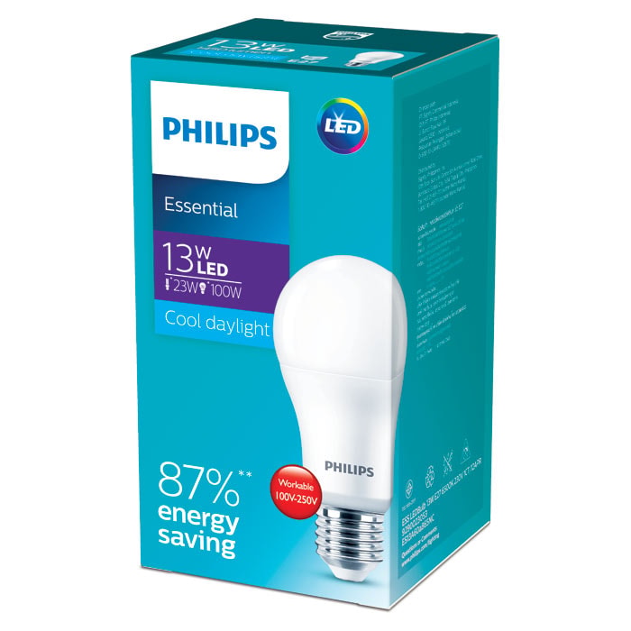 PHILIPS Energy-Saving Light Bulb 13W Model ESSENTIAL BULB Cool Daylight