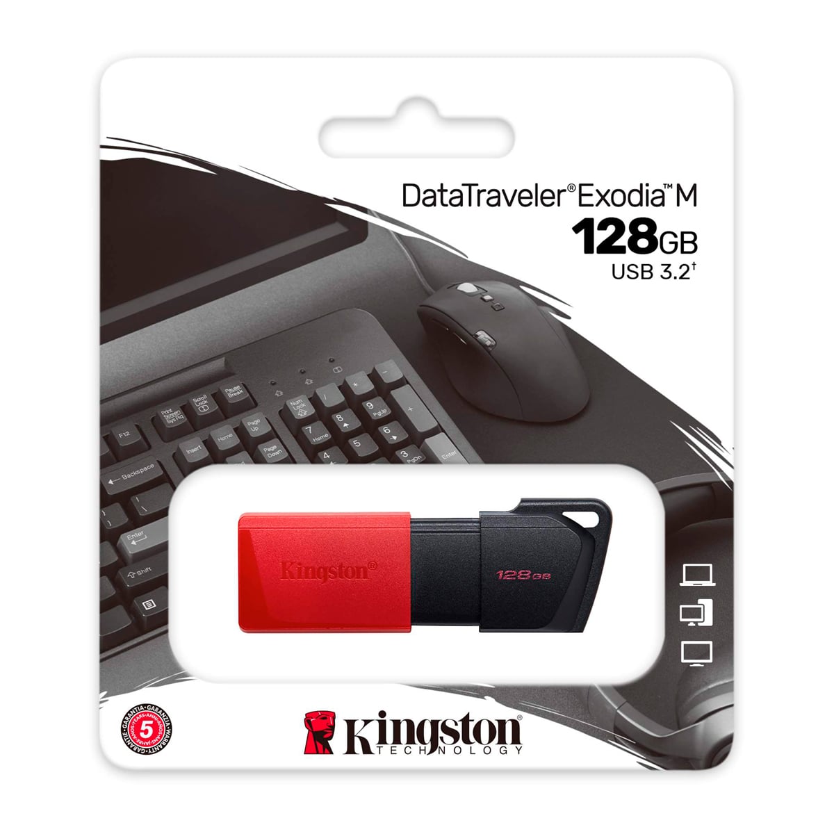 KINGSTON USB 3.2 Gen1 Flash Drive Model DTXM 128 GB Color Black-Red