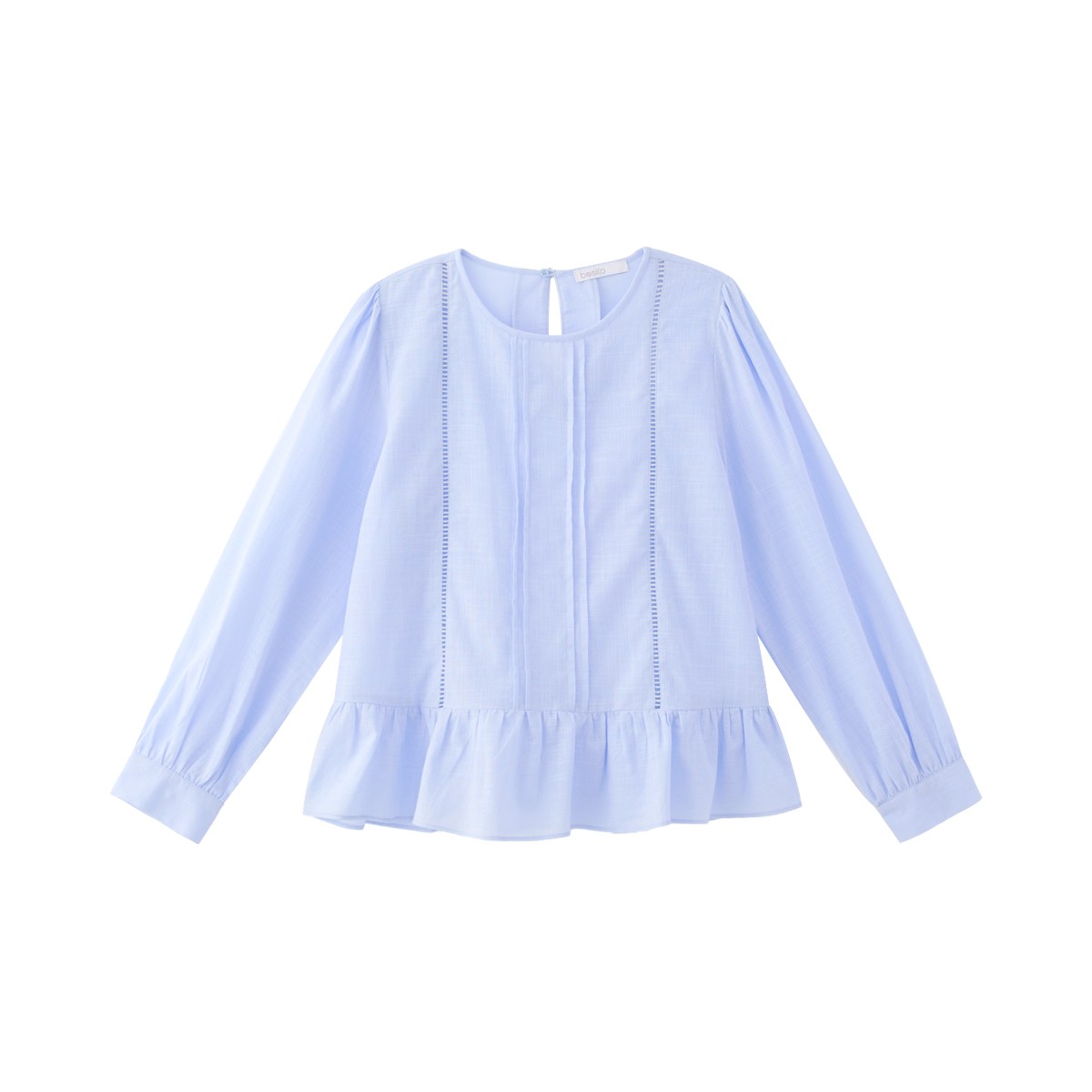 BESICO Women's Checkered Lace Top Blue