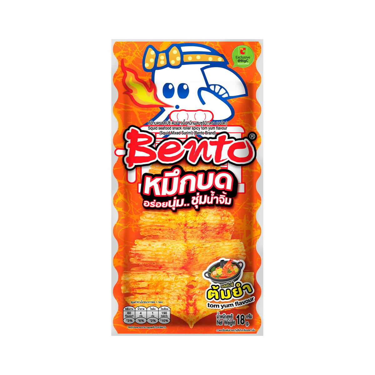 BENTO Squid Mixed Surimi Spicy Tom Yum Flavour 18 g.