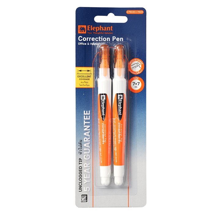 ELEPHANT Correction Pen 7 ml. Pack 2