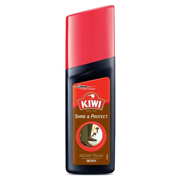 KIWI Shine & Protect Instant Shoe Polish Brown Color 75 ml.