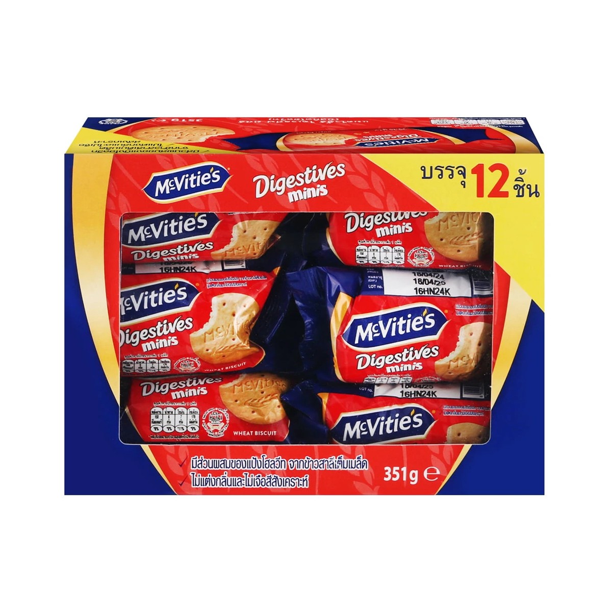 แมคไวตี้ส์ ไดเจสทีฟ มินิ บิสกิต โฮลวีต 351 ก. MCVITIE'S Digestive Minis Whole Wheat Biscuits 351 g.