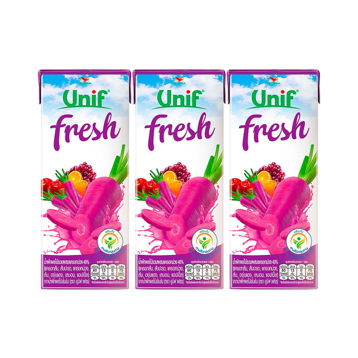 UNIF Fresh 40% Mixed Vegetable and Fruit Juice with Purple Carrot 250ml. Pack 3