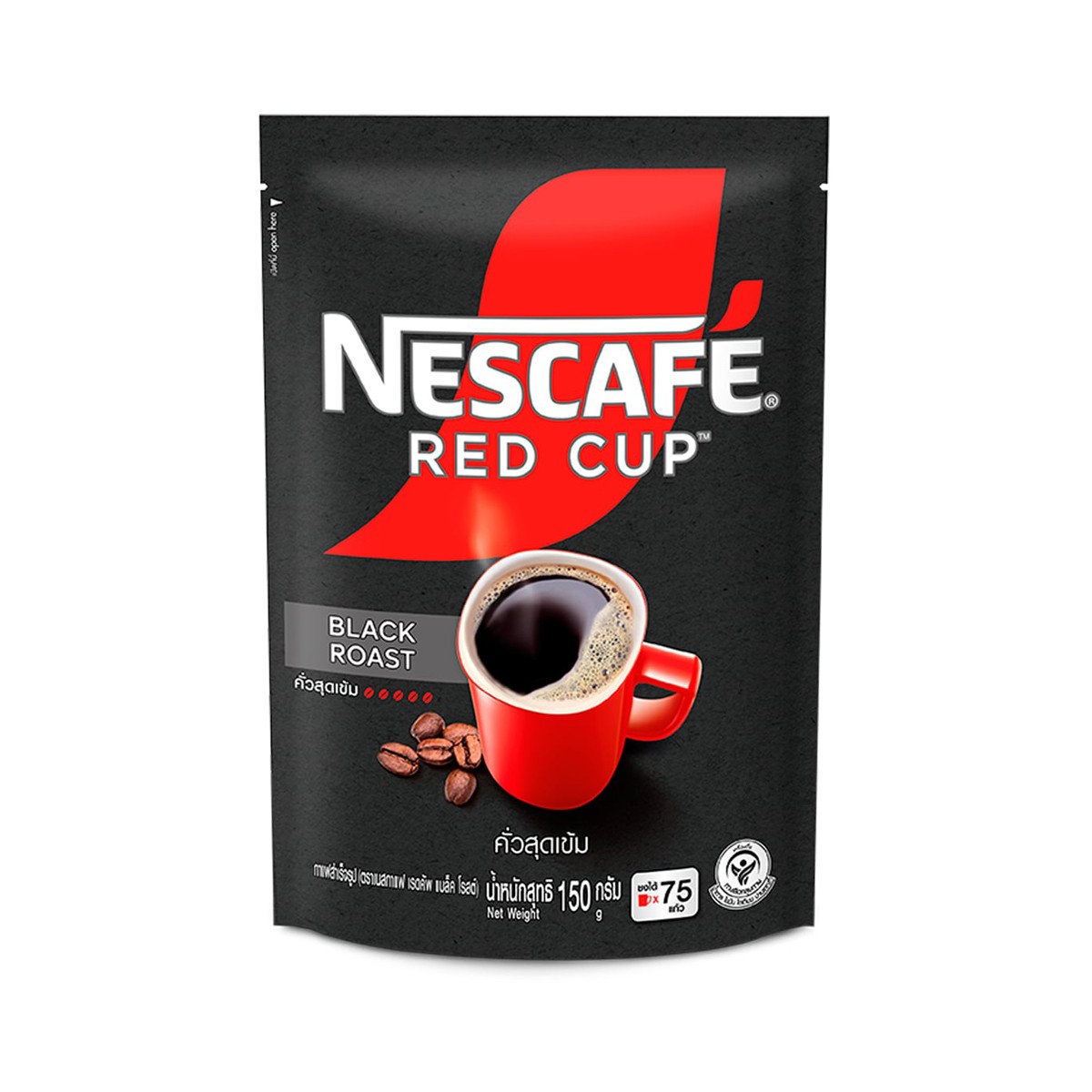 NESCAFE Red Cup Black Roast Coffee Mixed with Finely Ground Roasted Coffee 150 g.