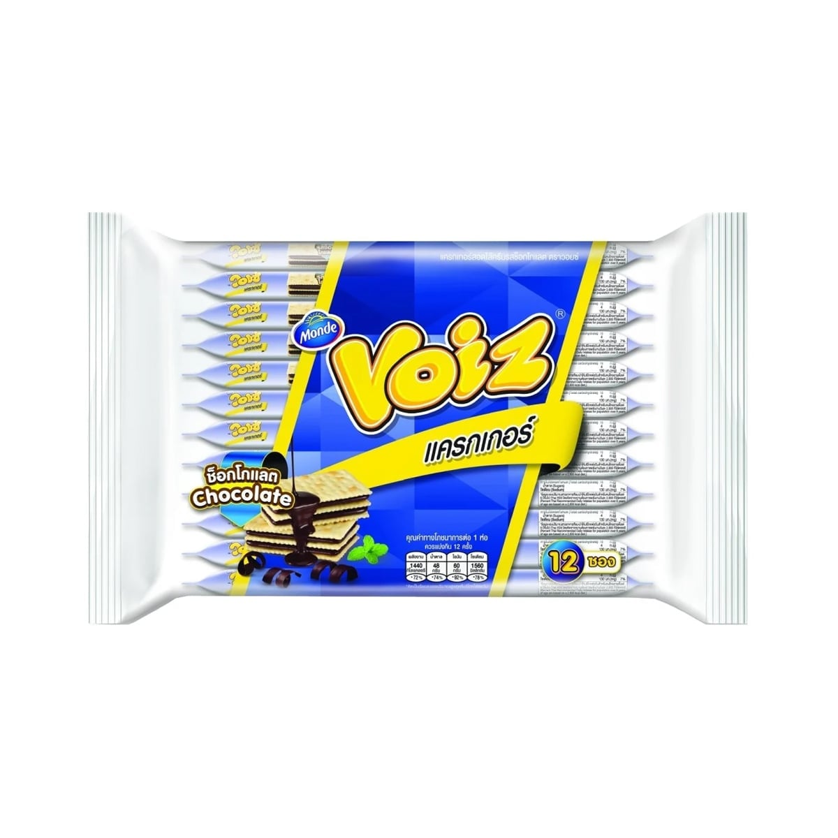 VOIZ Crackers Stuffed Cream Chocolate Flavor 24 g. Pack 12