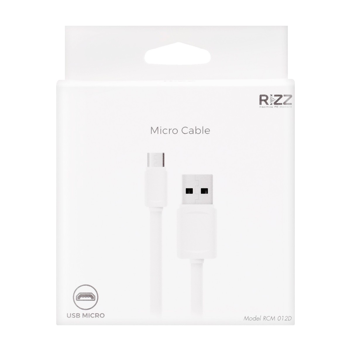 RIZZ Micro Cable 1 m. Model RCM-012D Color White