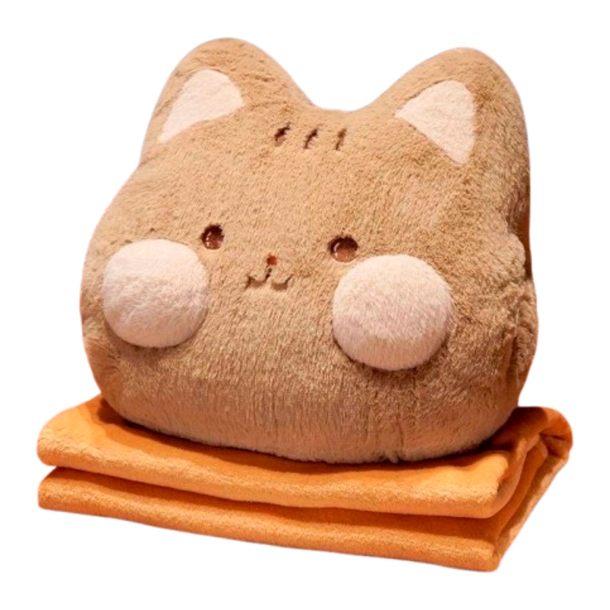 TAKE TOYS Cat Pillow Blanket Brown Color