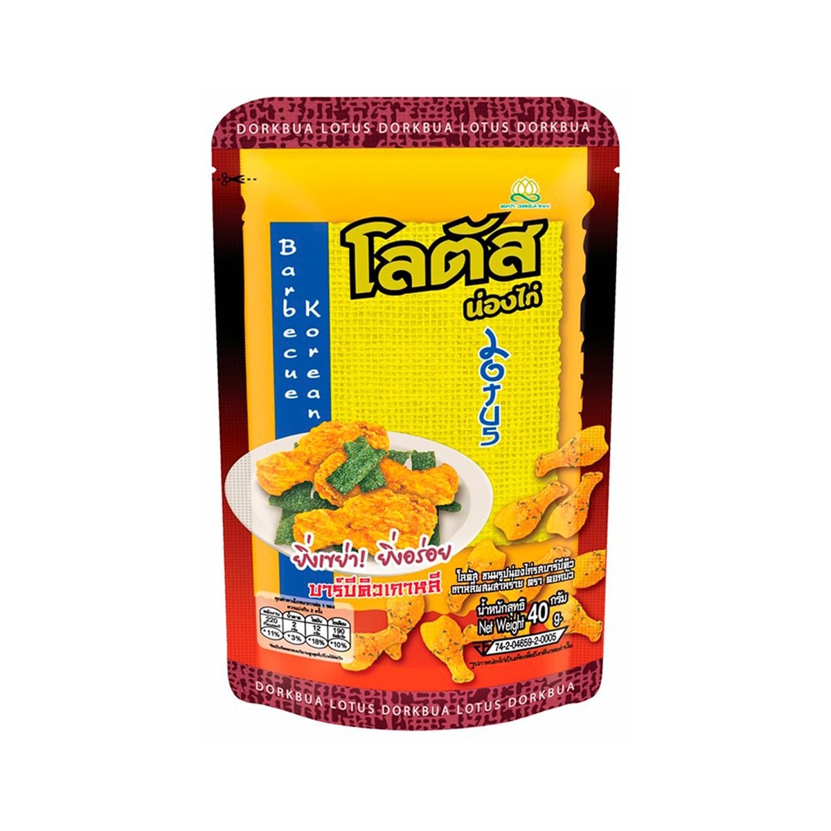 โลตัส ขนมขาไก่รูปน่องไก่ทรงเครื่อง รสบาร์บีคิวเกาหลี 40 ก.