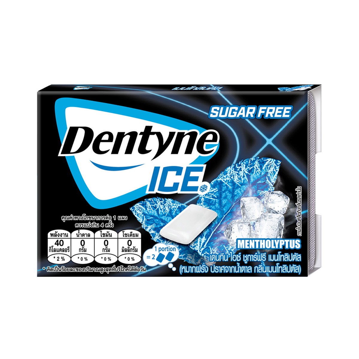 DENTYNE Ice Sugar-Free Mentholiptus Chewing Gum 8 Tablets 11.2 g.