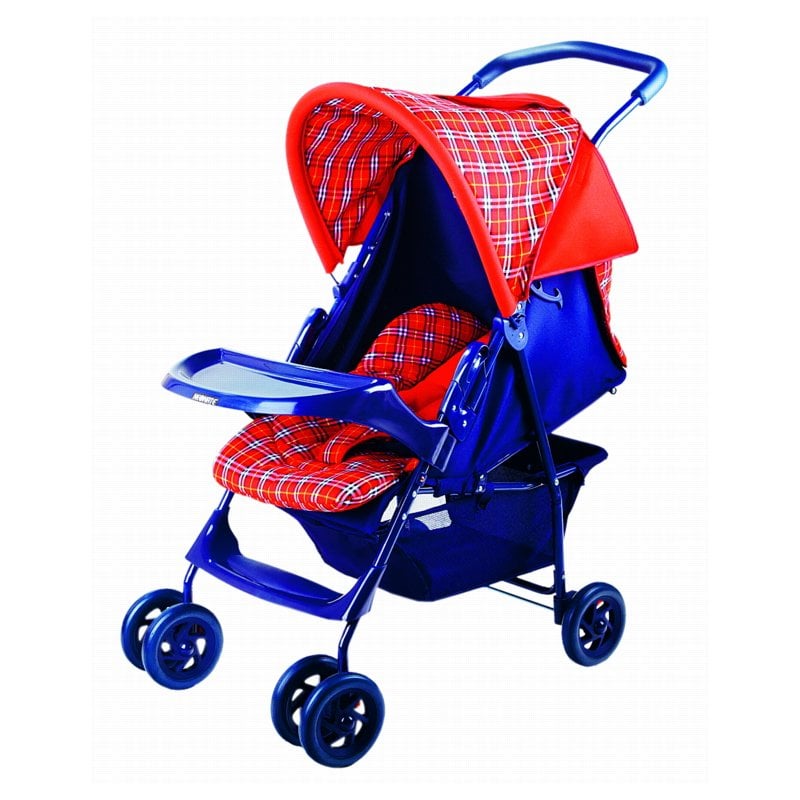 Stroller blue and red scott pattern