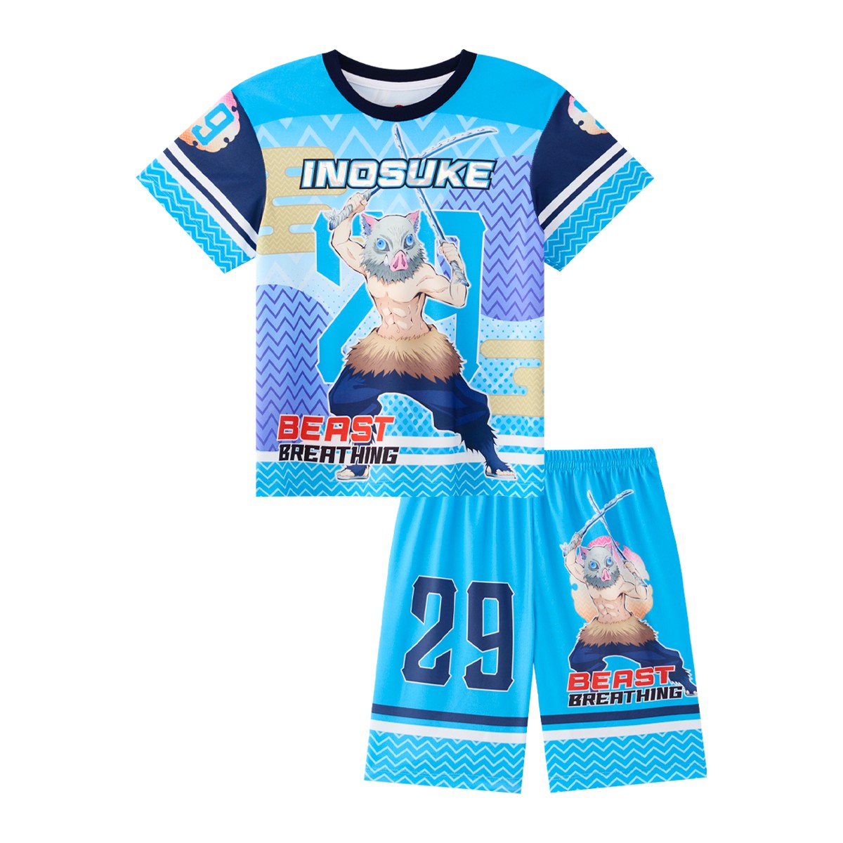 ดาบพิฆาตอสูร ชุดไฮเกรดเสื้อและกางเกง สำหรับเด็กชาย รุ่น FMAR2512LB010 สีฟ้า
