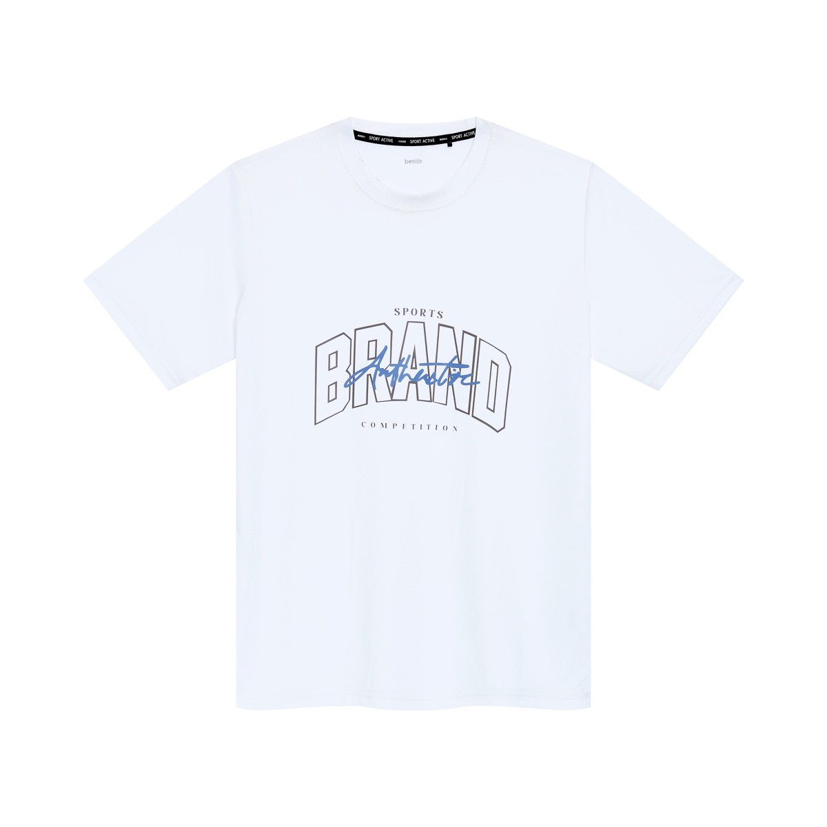 เบสิโค เสื้อยืดแขนสั้นพื้นพิมพ์ผู้ชาย สีขาว ขนาด S